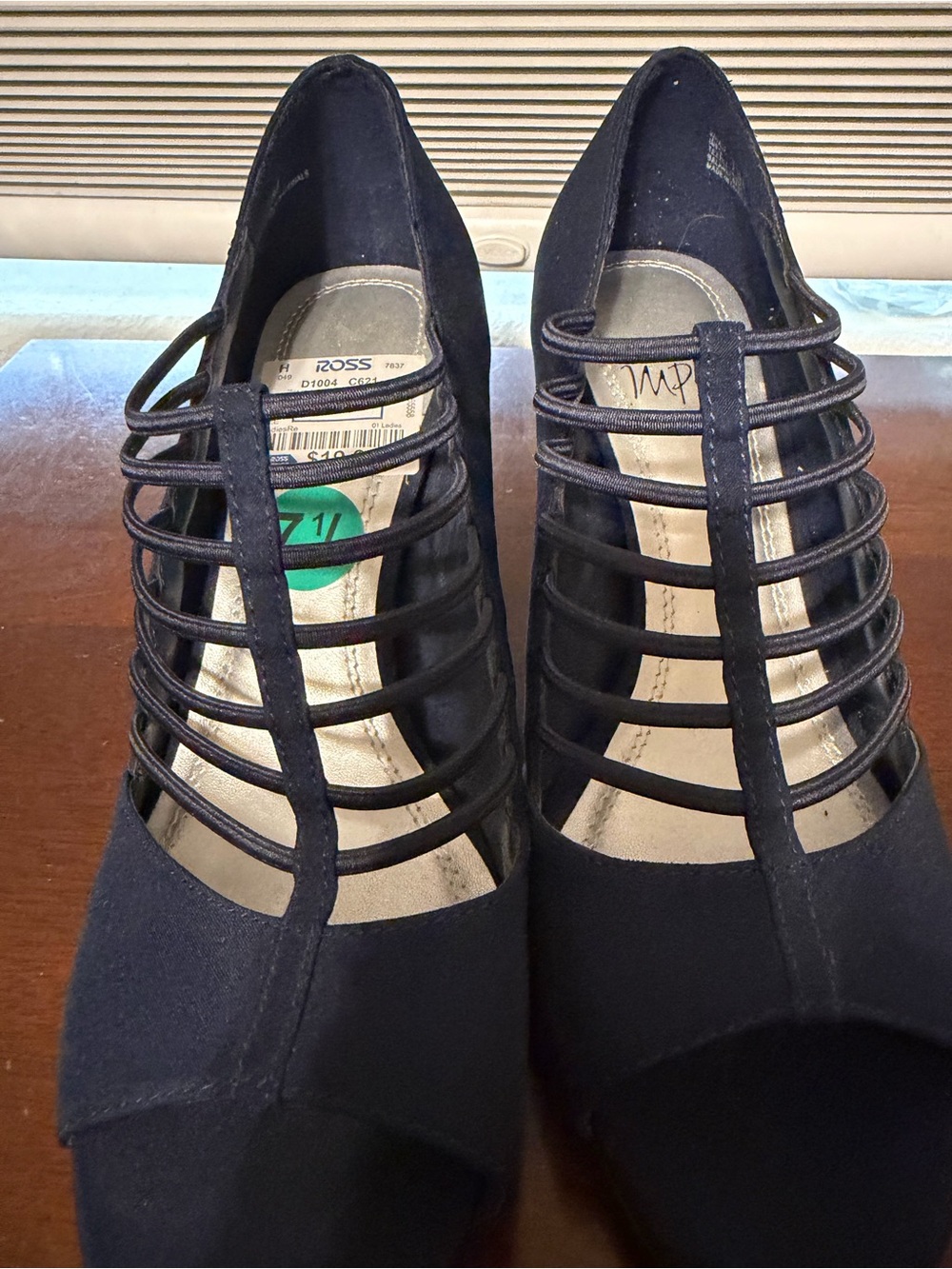 Navy Strappy Open-Toe Women's Heels